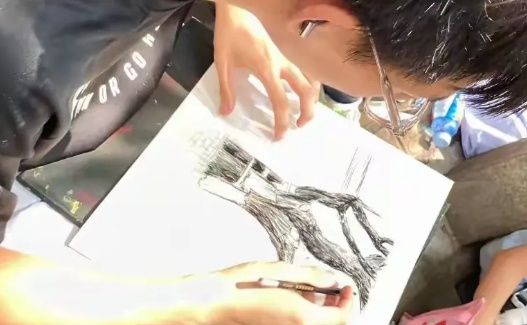 绘画槐树